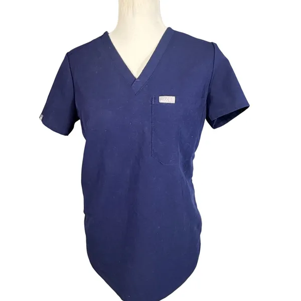 FIGS Technical Collection Scrub Top Womens XXS Navy Blue V Neck Medical Uniform - Image 11