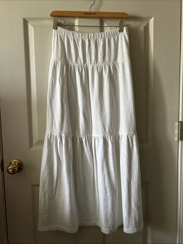 Dylan ❤️ White Tiered Cotton Midi/Maxi Skirt Coastal Cottagecore Minimalist Sz M - Image 2