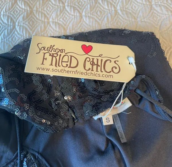Southern Fried Chicks Black Sequin Prom Dress - Image 6