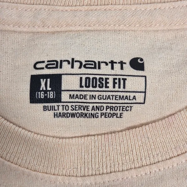 Carhartt Peach T-Shirt with‎ Maroon Logo Size XL - Image 5