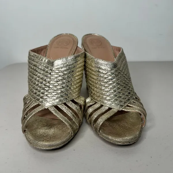Tory Burch Brida Metallic Mule Sandals Size 8.5 - Image 2