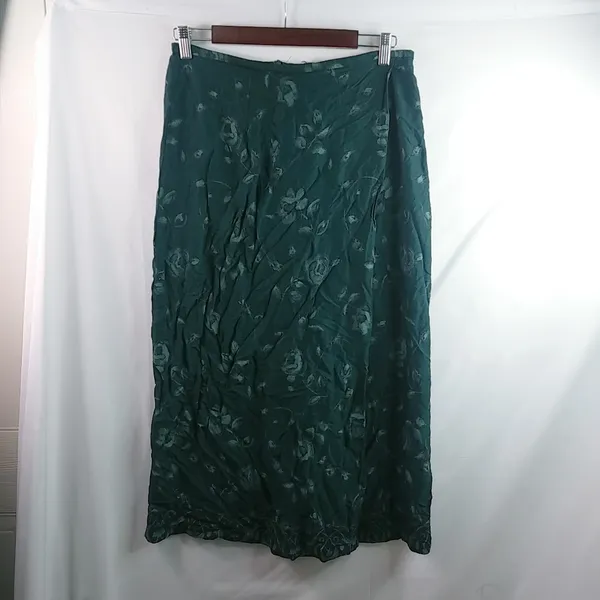 Norton McNaughton 14 Forest Green Floral Victorian Tapestry Skirt Plus - Image 7