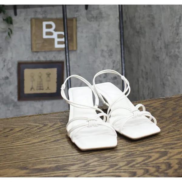 INC International Concepts Womens Nahari Dress Sandals Heels White Smooth 8M - Image 3