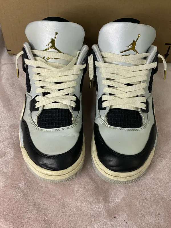 Nike AIR JORDAN 4 Retro (GS) Pure Platinum Gold (FZ8585 070) Boys Size 6.5Y - Image 2