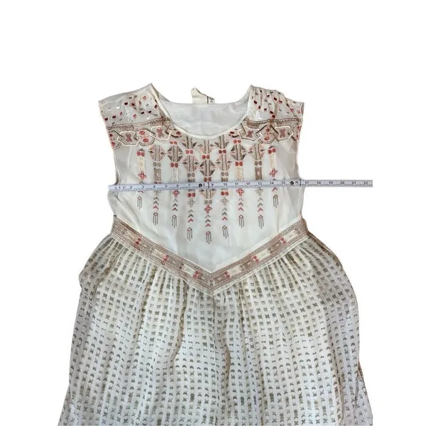 One September Anthropologie White‎ Embroidered Sleeveless Shift Dress Small - Image 5