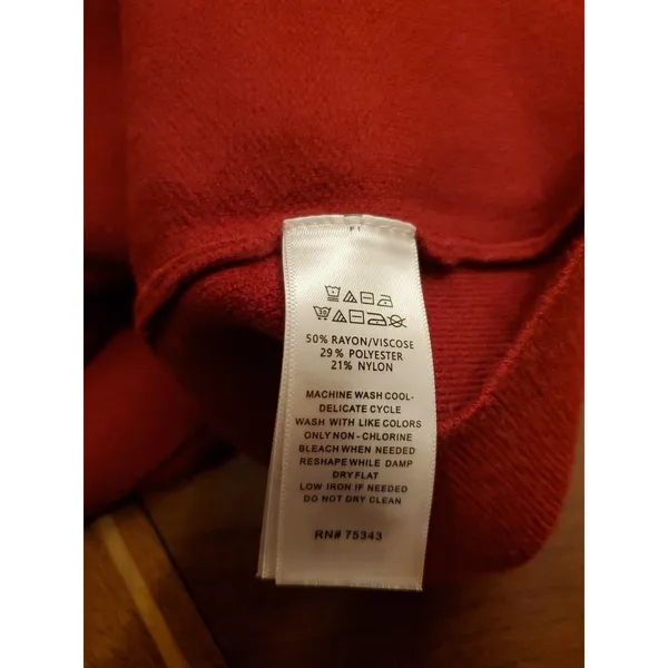 TAHARI Pure Luxe Sweater Red Mock Neck XL - Image 10