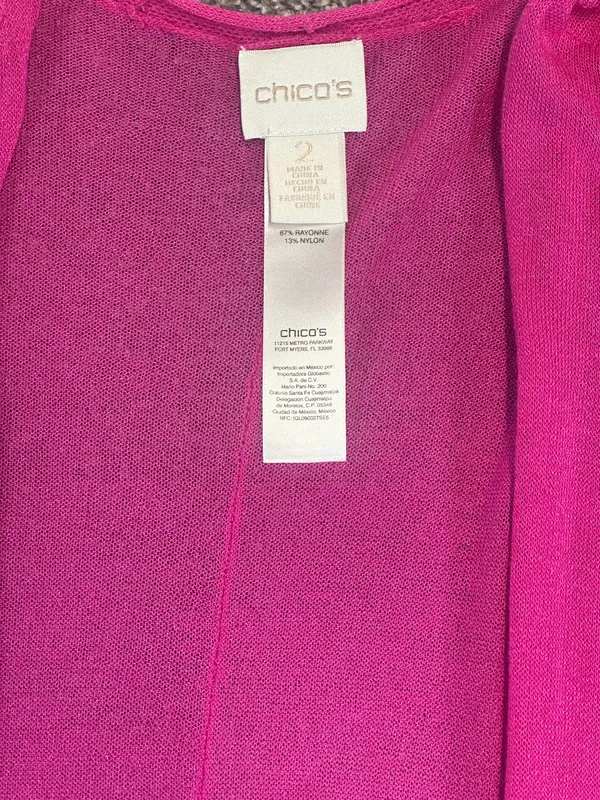 Chico's Bright Fuchsia Open-Front Women's Cardigan - Image 4