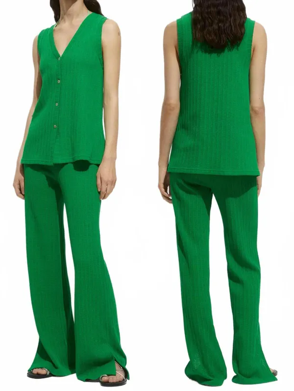 Mango 2-pc Coord Set Crochet Vest & Pant NWT Green Size Small - Image 3