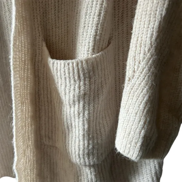 Oversized Knit Cardigan American Eagle Beige Sweater With Pockets - Image 3