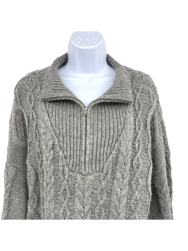 Lucky Brand Gray Cable Knit Half-Zip Pullover Sweater Womens Size Large - Image 2