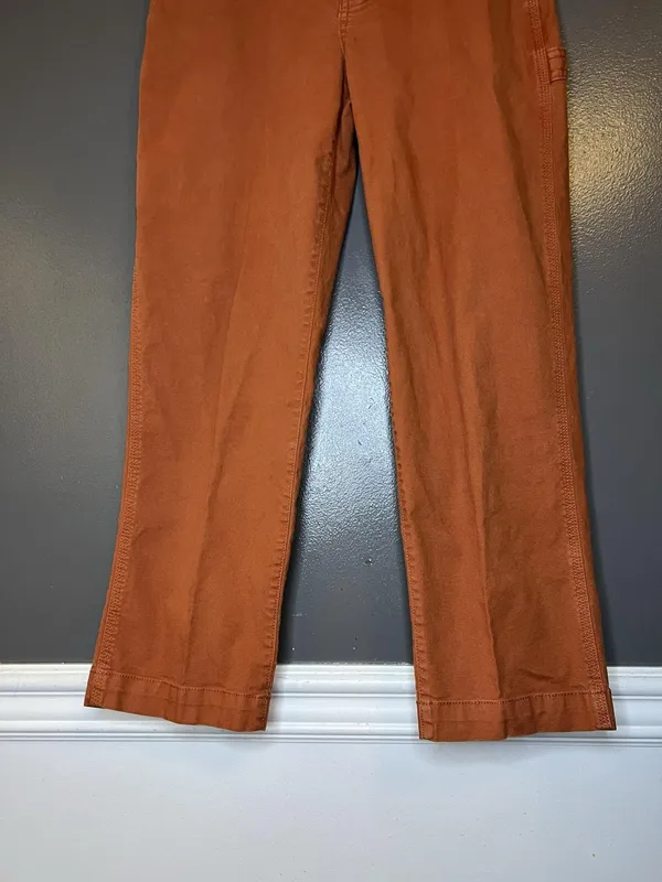 Gap Pants Womens 2 Orange Carpenter Denim Straight Leg Workwear Stretch - Image 4