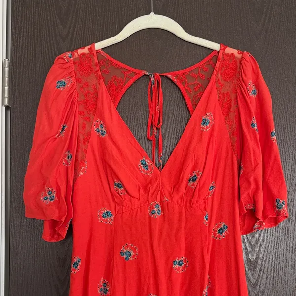 Free People Red Floral Mini Dress - Image 2