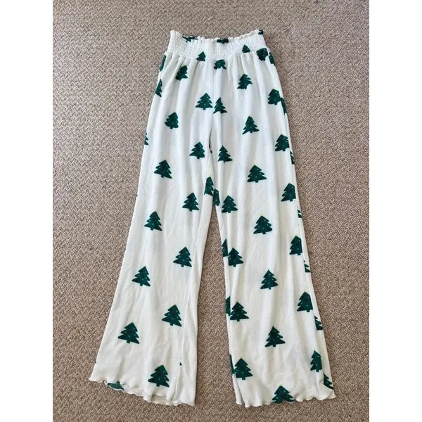 Beach Riot Christmas Tree Wide Leg Pacific Pants M Smocked Holiday Lounge - Image 2
