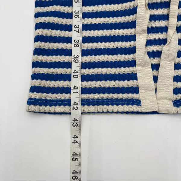 MNG Mango Blue/ Cream Stripe Jersey Sweater Midi Dress Sz US 10 Short Sleeve - Image 12
