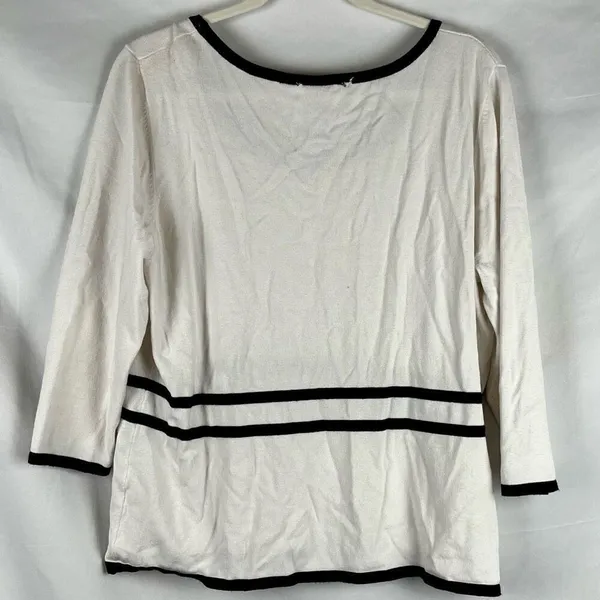 Cato White Sweater Black Outline 3/4 Sleeve XL Top - Image 2