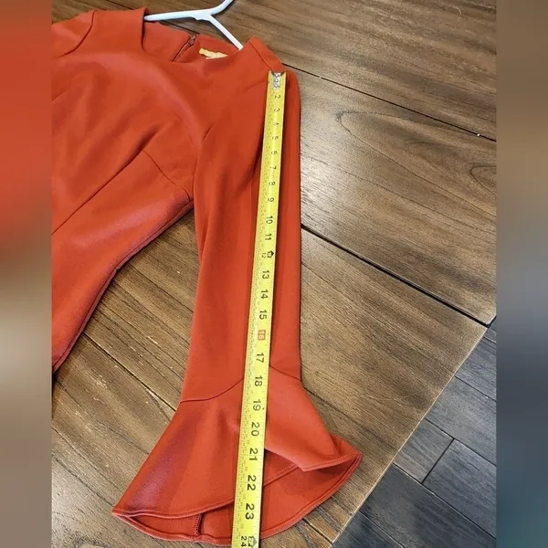 Gianni Bini The In Crowd Bell Sleeve Ruffle Sophie Mini Dress burnt orange 12 - Image 12
