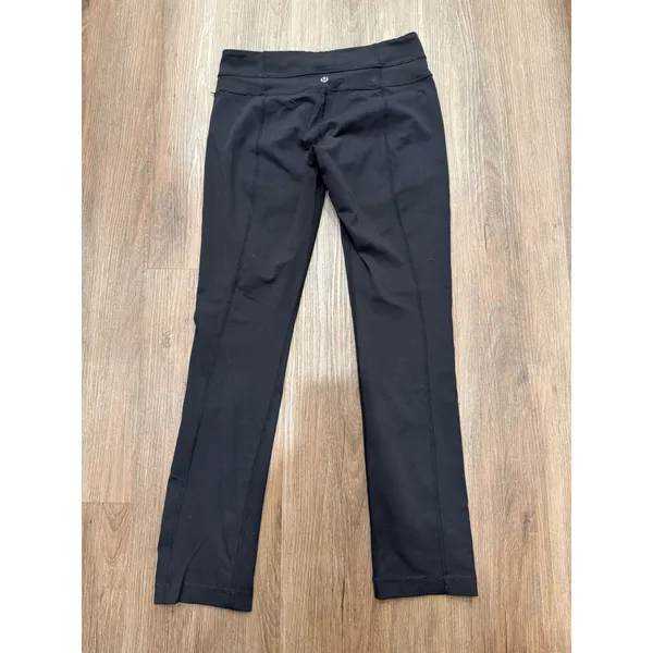 Lululemon Black Seamed Athletic‎ Yoga Leggings Pants Size 6 Mid Rise 27 Inseam - Image 2