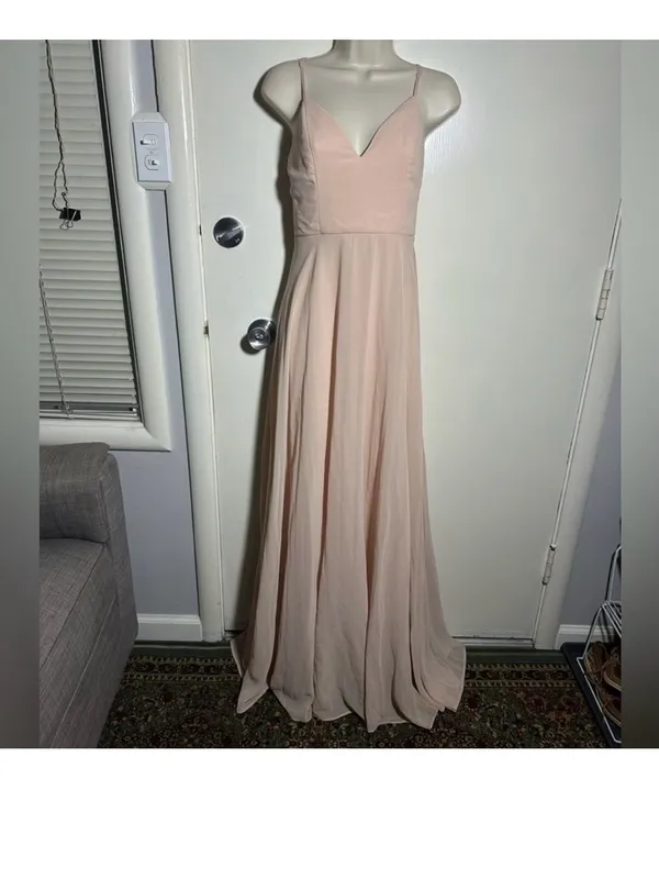 Lulu's Blush Spaghetti Strap V-Neck Maxi Dress - Image 4