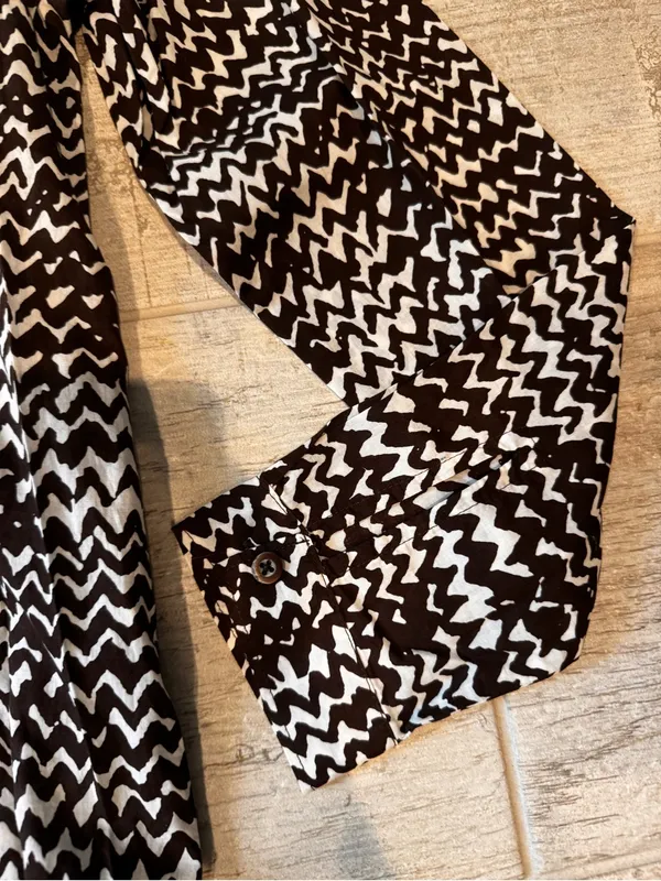 Gap Brown and White Patterned Button-Up Tunic/Blouse - Image 3