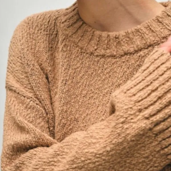White + Warren Sweater cotton slub easy crewneck womens Brown (small) minimalist - Image 4