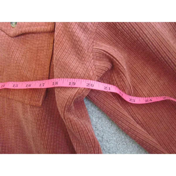 Forever 21 Button‎ Down Shirt Large Orange Corduroy Ribbed Oversized Shacket - Image 9