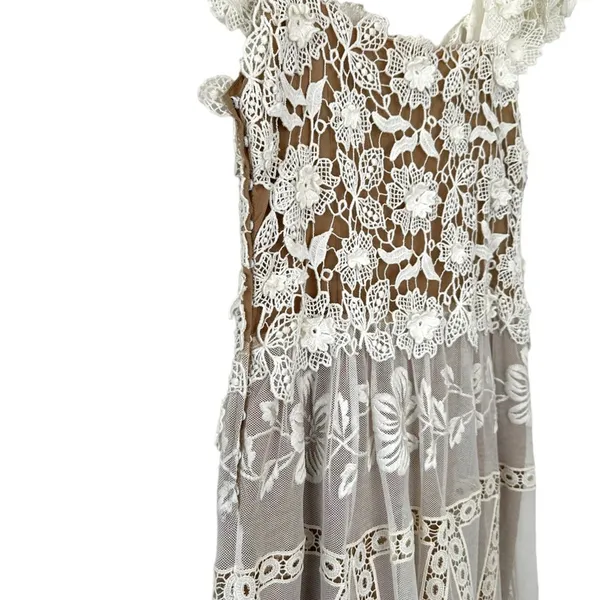 NWT Alberta Ferretti Floral Lace Embroidered Tulle Dress Size 2 - Image 5