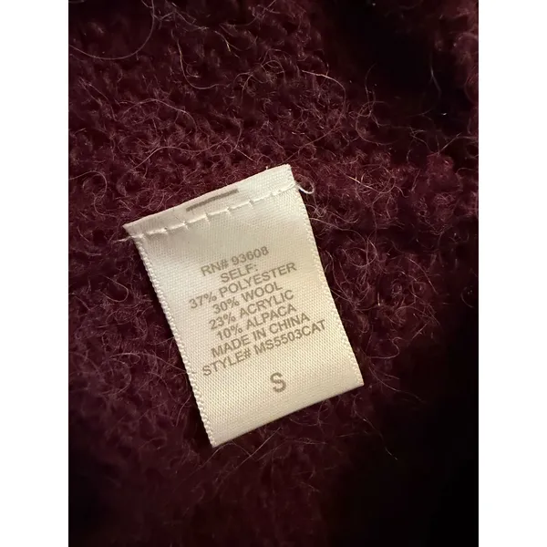Matty M Womens Small Burgundy‎ Wool Alpaca Blend Oversized Turtleneck Sweater - Image 5