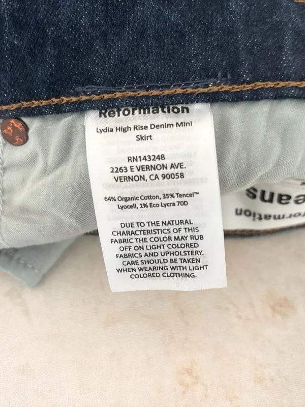 Reformation Lydia High Rise Denim Mini Skirt - Image 6