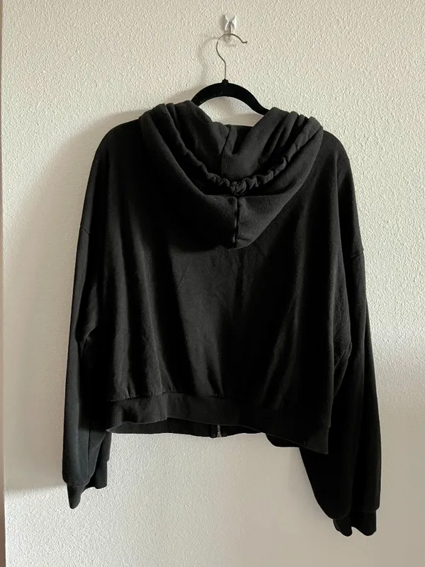 Talulah Black Full Zip Hoodie Sweatshirt Large L Long Sleeve Basic Pockets - Image 2