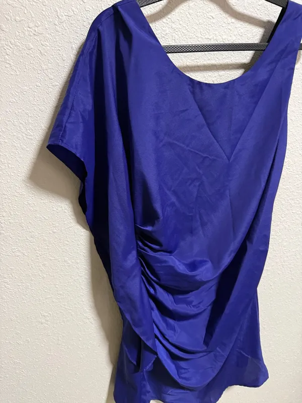 Sugarlips NWT One‎ Shoulder Ruched Drape Mini Dress Royal Blue Womens M - Image 5