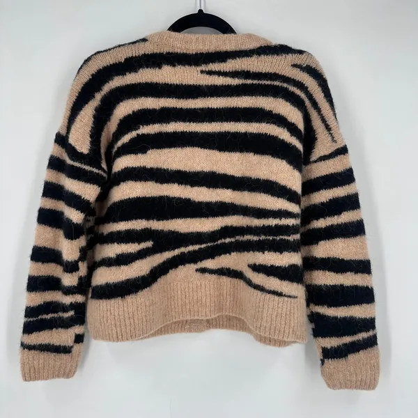 Madewell Deville Cardigan‎ Sweater in Tiger Stripe Size XXS Alpaca Wool Blend - Image 5