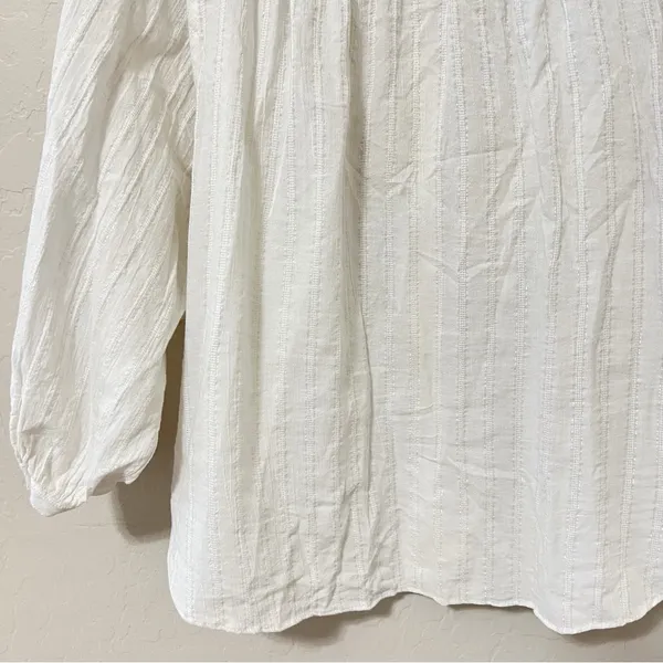 Madewell White Shimmer Stripe Button-Down Peasant Top - Image 7