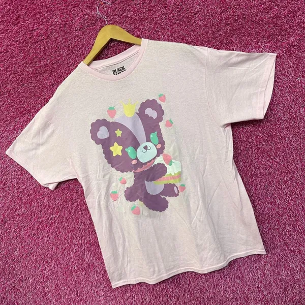 Urban Outfitters Kawaii Queen Teddy Strawberry Shortcake Black Matter Tee L - Image 3