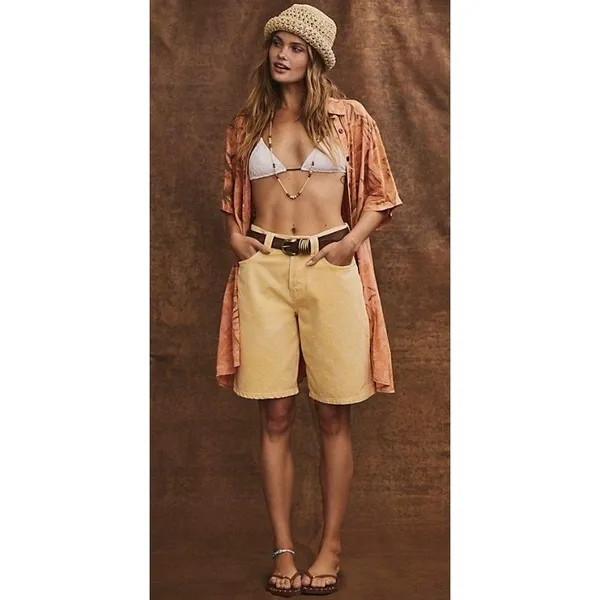 Free People We The Free Montana Bermuda Shorts Butter Yellow Size 27 - Image 5