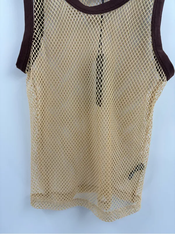 Current mood dolls kill mesh beige brown summer sleeveless tank top size xl NWT - Image 4