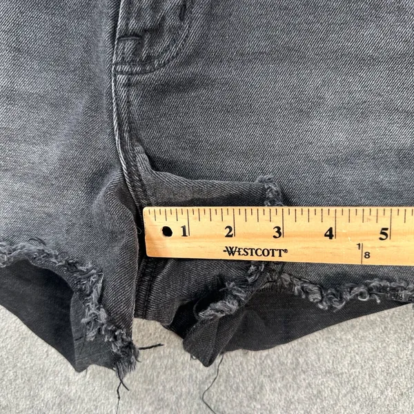 American Eagle Highest Rise 90's Boyfriend Jean Shorts Size 6 Black Denim Stretc - Image 4