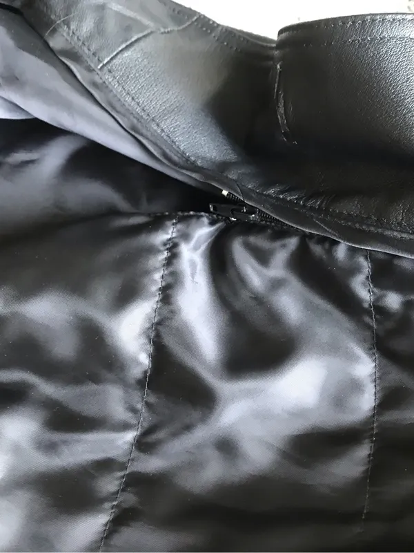 NWT Black Faux-Fur Collar Leather Trench Coat - Image 11