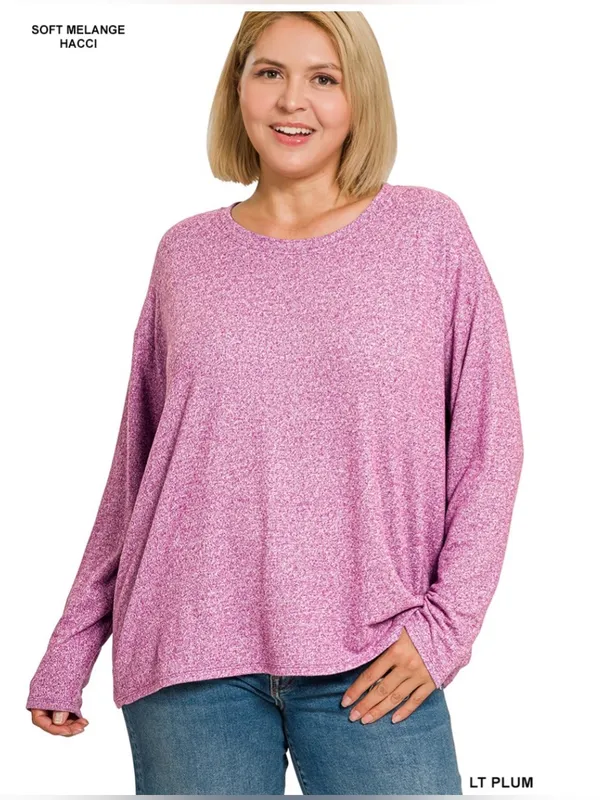 NEW!LAST One Plus Size Long-Sleeve Lounge Top & Shorts Set - Light Plum Size 2X - Image 3