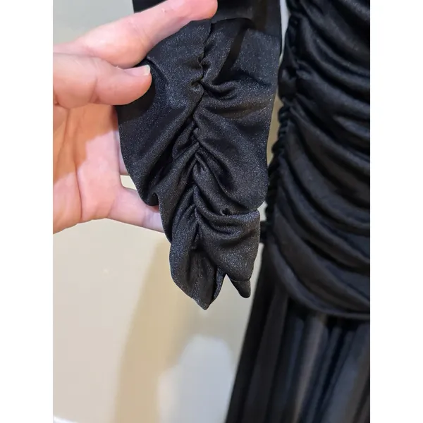 Vintage Cervelle Draped Ruched Evening Gown Handkerchief Hem 80's‎ Sequin - Image 7