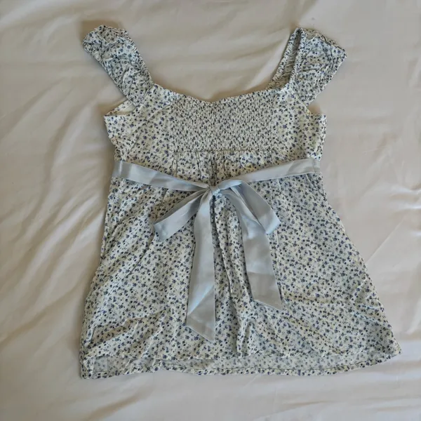 Hollister Blue Floral Babydoll Top - Image 2