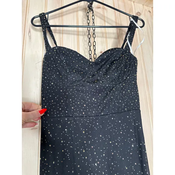NWT Lulus A-Lister Black Rhinestone Bustier Maxi Dress Glam Cocktail Party Sz S - Image 4