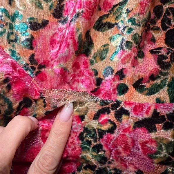 HEMANT‎ & NANDITA One Shoulder Floral Metallic Ruffle Mini Dress XL FLAWED - Image 15