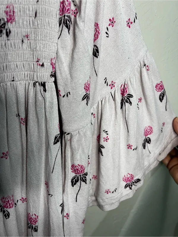 Free People Lana Off Shoulder Pink Berry Floral Smocked Babydoll Boho Top - Image 6