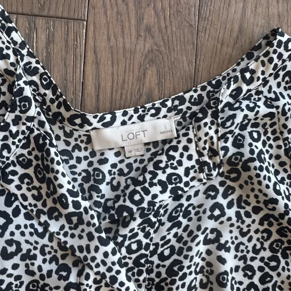 LOFT Black and White Animal Print Blouse - Image 2