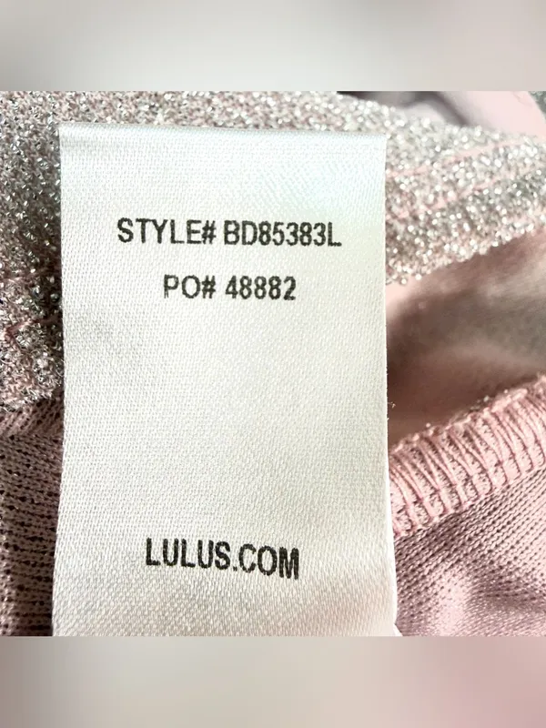 LULUS Women’s Forever Your Girl Metallic Blush Pink Bodycon Mini Dress Size M - Image 7