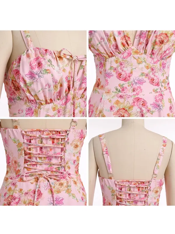 🌷 Pink Floral Cottagecore Midi Dress - Image 6