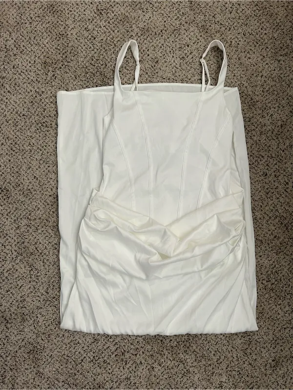 SHEIN White Sleeveless Maxi Column Dress with Draped Waist - Image 4
