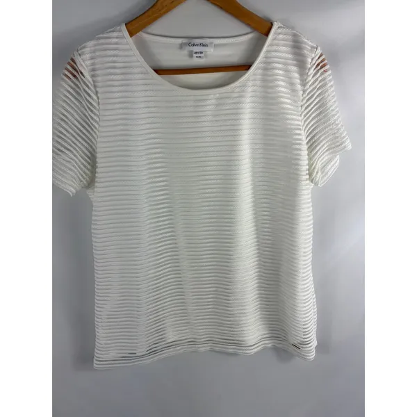 Calvin Klein Textured Short Sleeve Blouse Size XL - Image 3