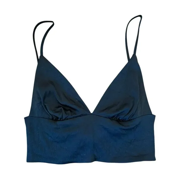 Zara black satin crop bralette top size xs - Image 8