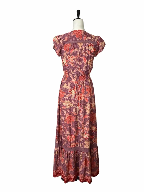 Jaase Indie Button Front Maxi Dress Women’s Size XS Bohemian Maxi Brown Floral - Image 5